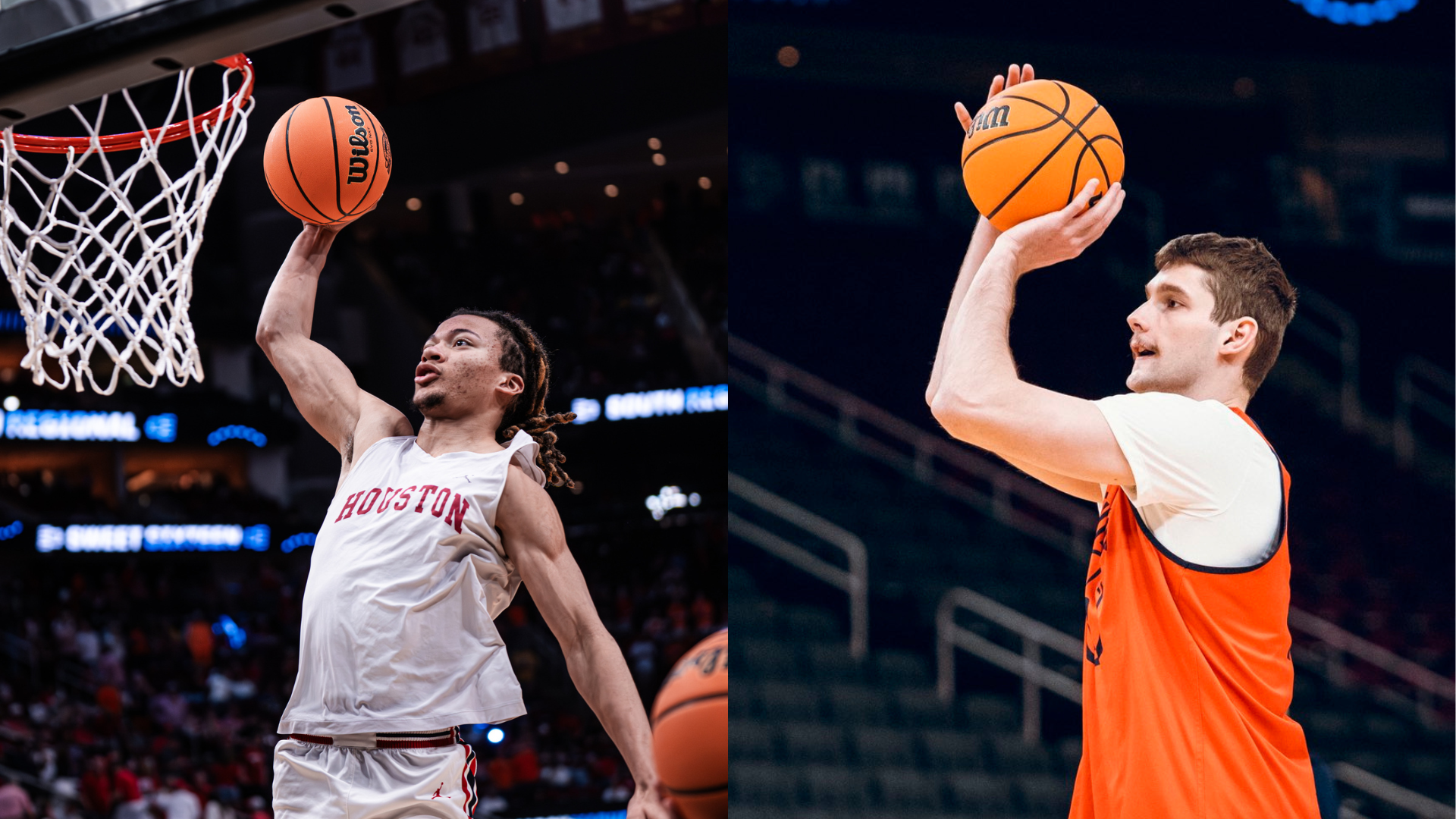 Houston Cougars vs Illinois Fighting Illini - Images via X/@UHCougarMBK, X/@IlliniMBB