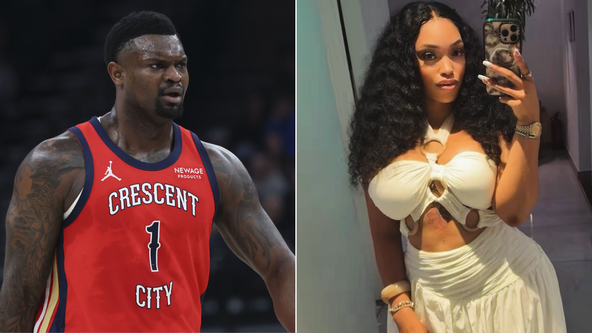 Zion Williamson and his girlfriend Ahkeema Love (Images via Imagn and Instagram/@ahh,concreterose)