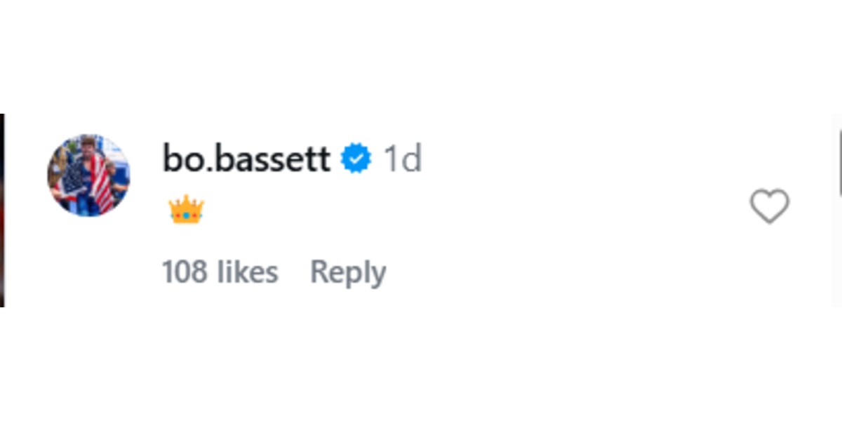 Bo Basset's comment on Forrest's Instagram post (Image via Instagram/@Jaxforrest_)