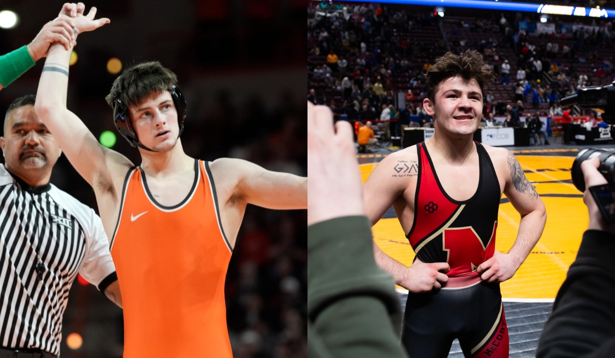 Jax Forrest Celebrates Big 12 Championship And Outstanding Wrestler Honors As Bo Bassett Responds