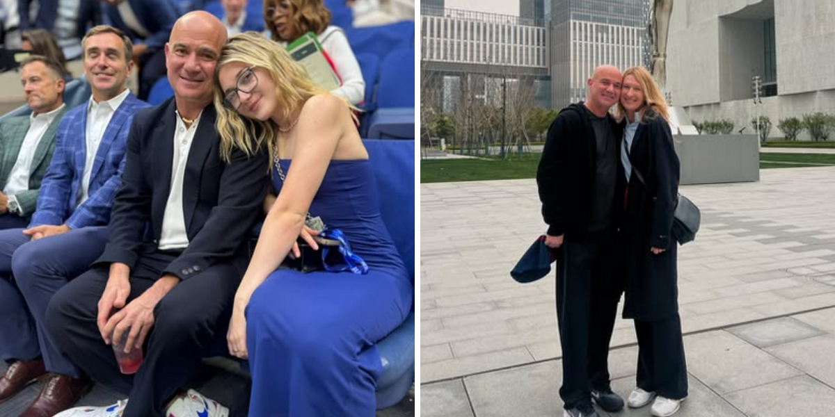Andre Agassi with his daughter Jaz (L), and with wife Steffi Graf. (Source: Instagram - @agassi)