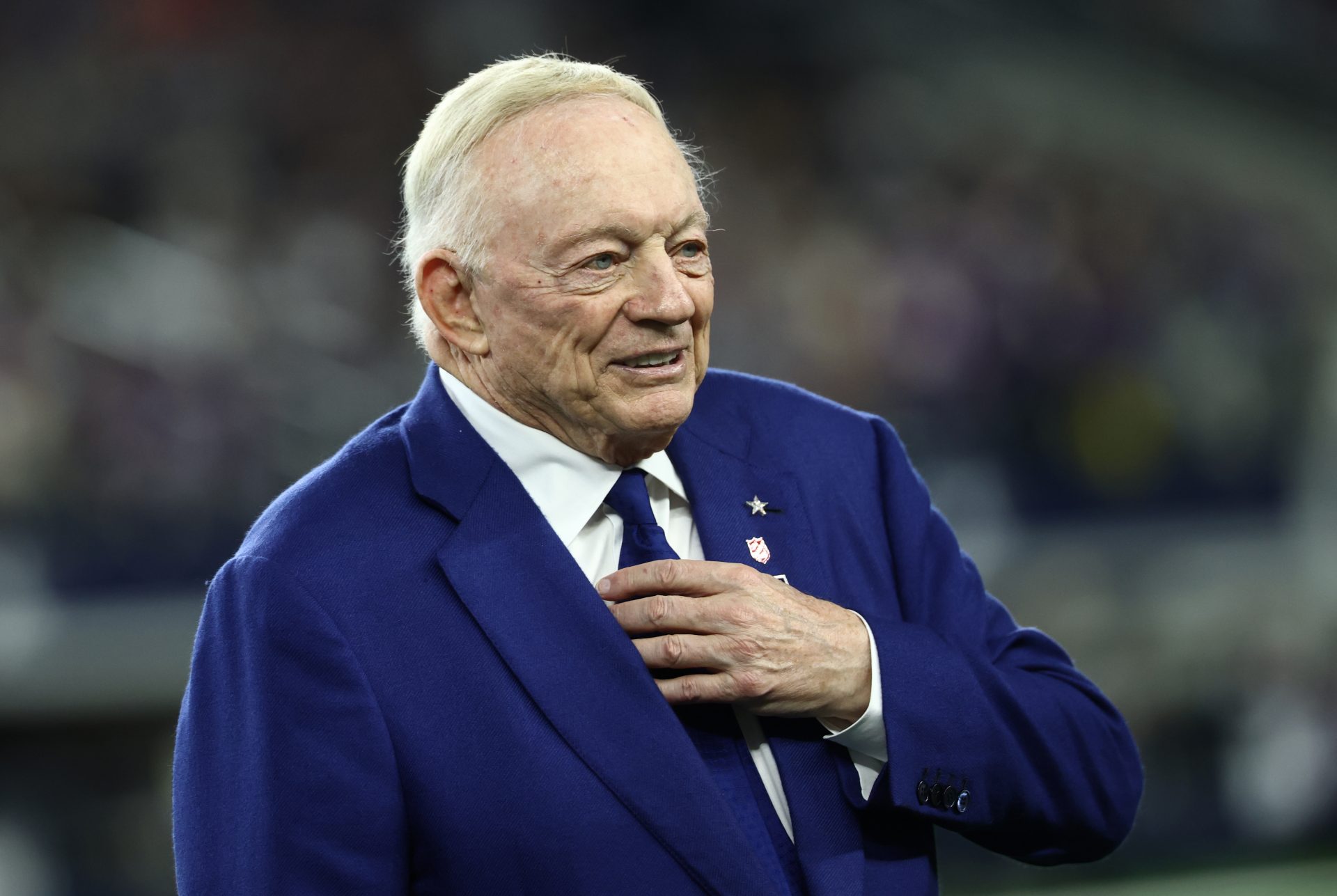 Dallas Cowboys owner Jerry Jones before a game against the Minnesota Vikings at AT&T Stadium. Source: Kevin Jairaj-Imagn Images