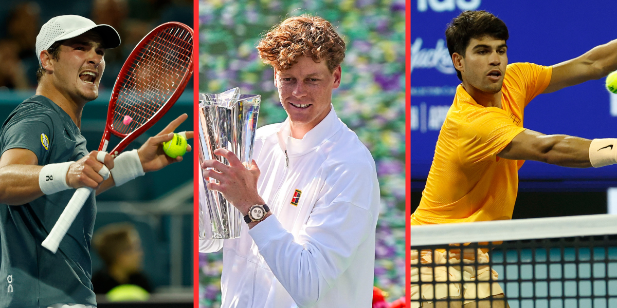 Joao Fonseca, Jannik Sinner, and Carlos Alcaraz. (Source: Imagn)