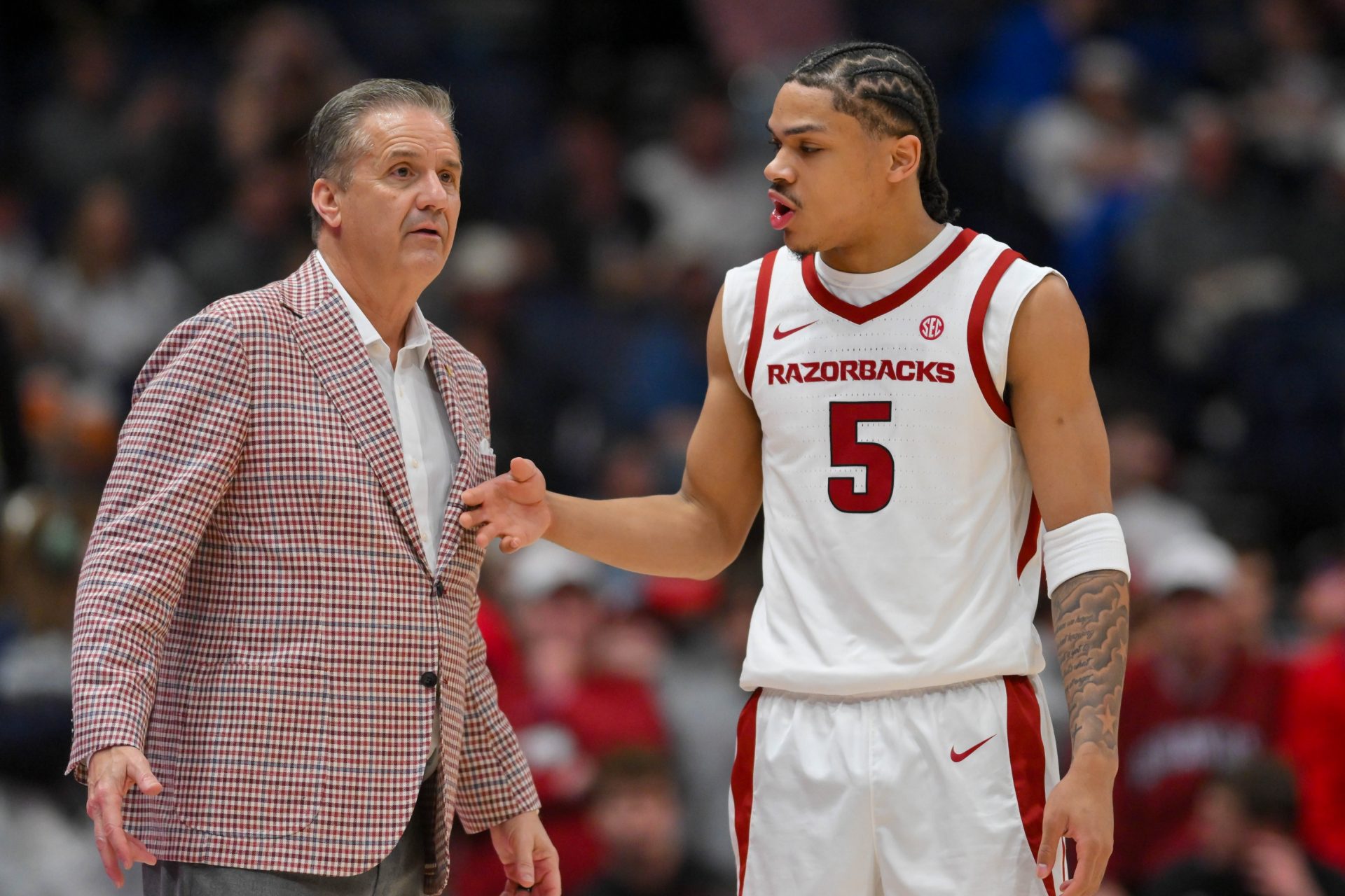 Mar 13, 2026; John Calipari and Darius Acuff Jr. - Source: Imagn