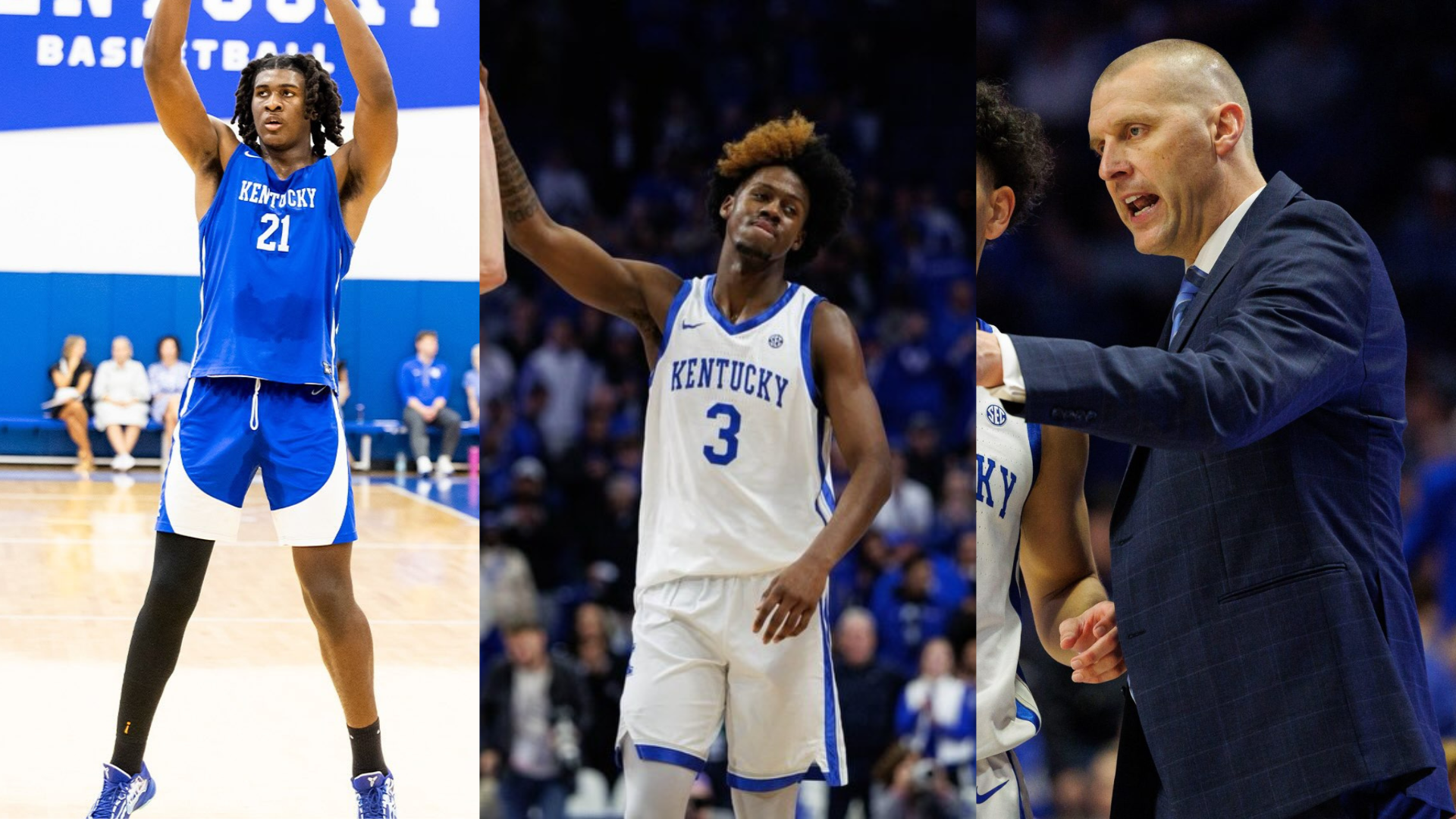 Mark Pope, Kam Williams and Jayden Quiantance. - Left Image Source: Imagn, (Middle Image via Instagram/@kammie1k and Right Image via Instagram/@qjay_21 on)