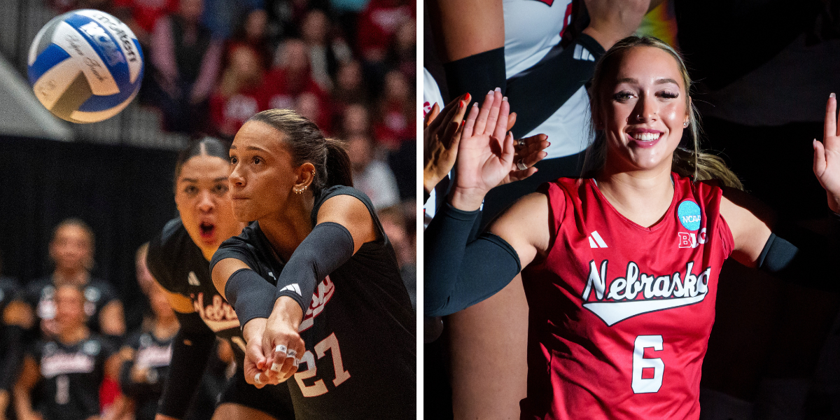 Nebraska Volleyball's Harper Murray and Laney Choboy. (Images by Imagn)