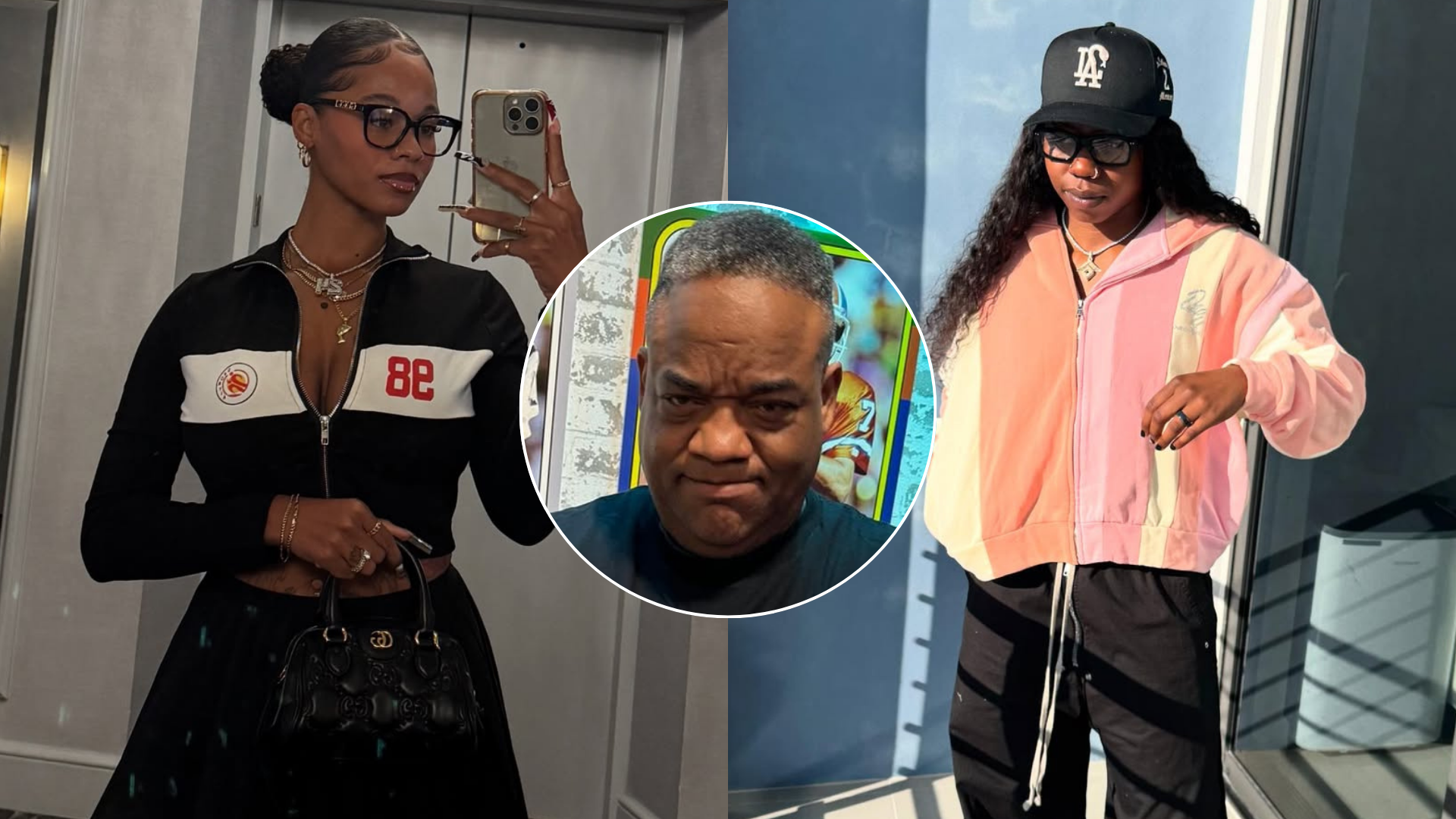 Arike Ogunbowale, LaLa Ronay and Jason Whitlock (Images via Instagram/@realjasonwhitlock, @arike_ogunbowale and @_lalaronay)