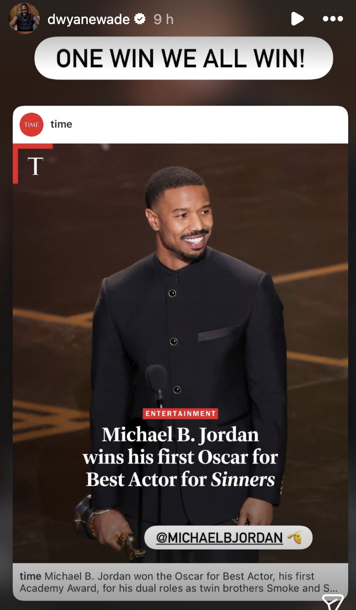  LeBron James and Dwyane Wade Send Heartfelt Messages to Michael B. Jordan After First-Ever Oscar 