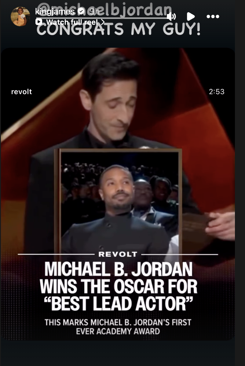  LeBron James and Dwyane Wade Send Heartfelt Messages to Michael B. Jordan After First-Ever Oscar 