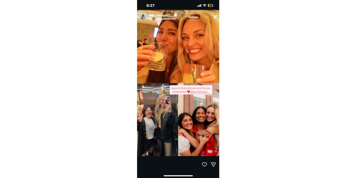 Battenhorst's Instagram story about Rodriguez's birthday (Image via Instagram/ @lexi.rodriguez__)
