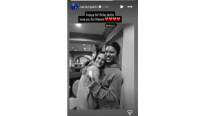 Caitlin Clark sends her birthday greetings to former Iowa teammate Jada Gyamfi.