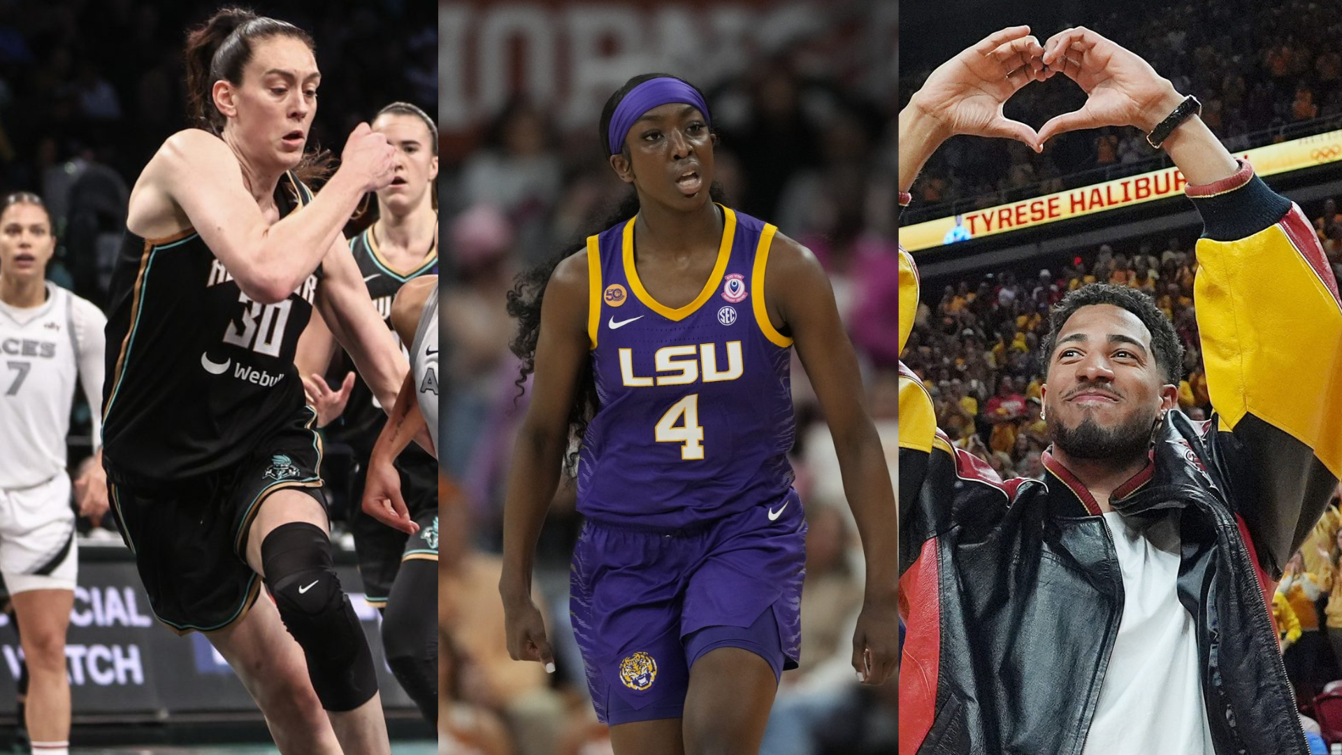 Flau'jae Johnson, Breanna Stewart and Tyrese Haliburton. - Source: Imagn