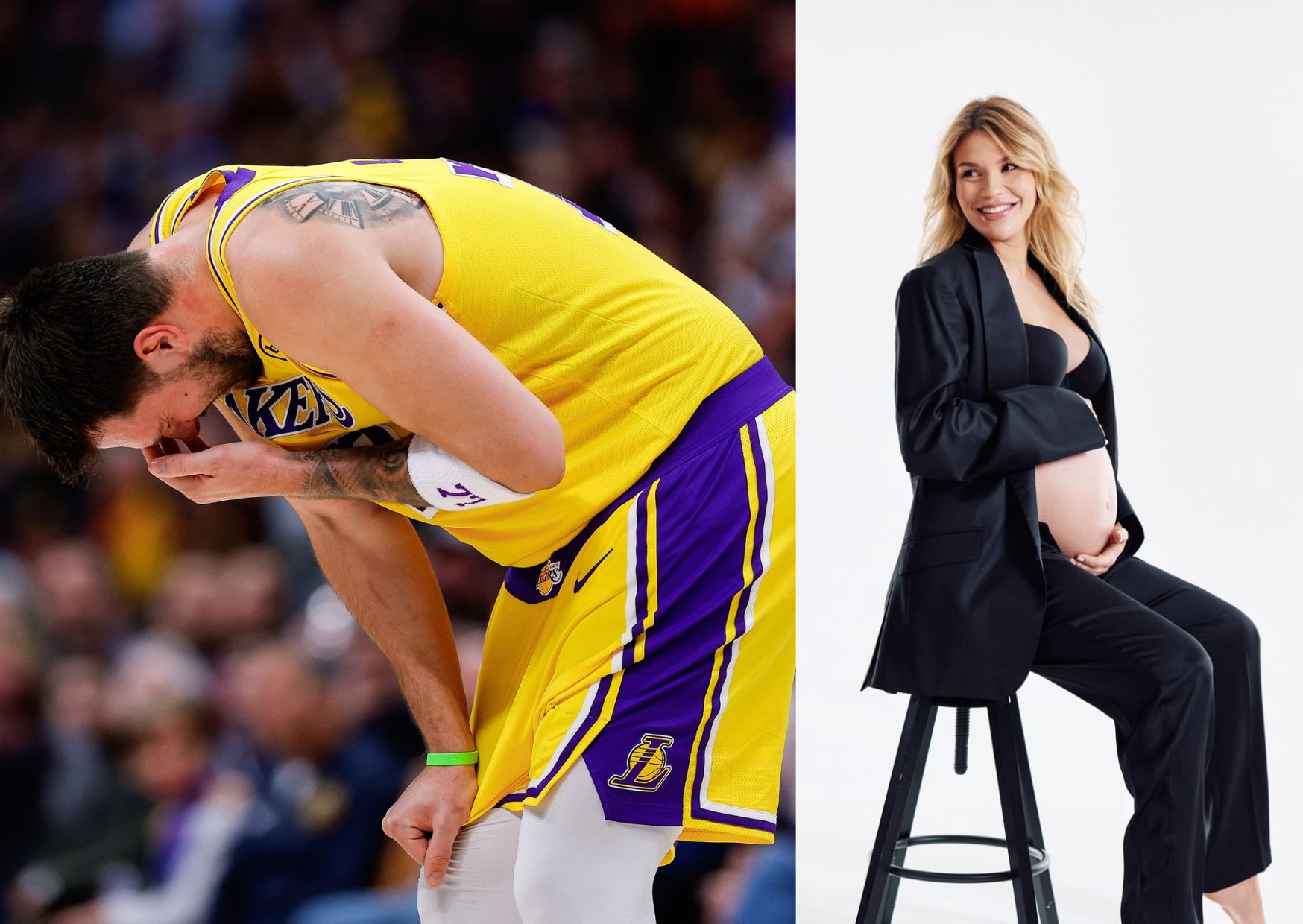 Luka Doncic and Anamaria Goltes - Source: Imagn (left) and Image via Instagram/@anamariagoltes (right)