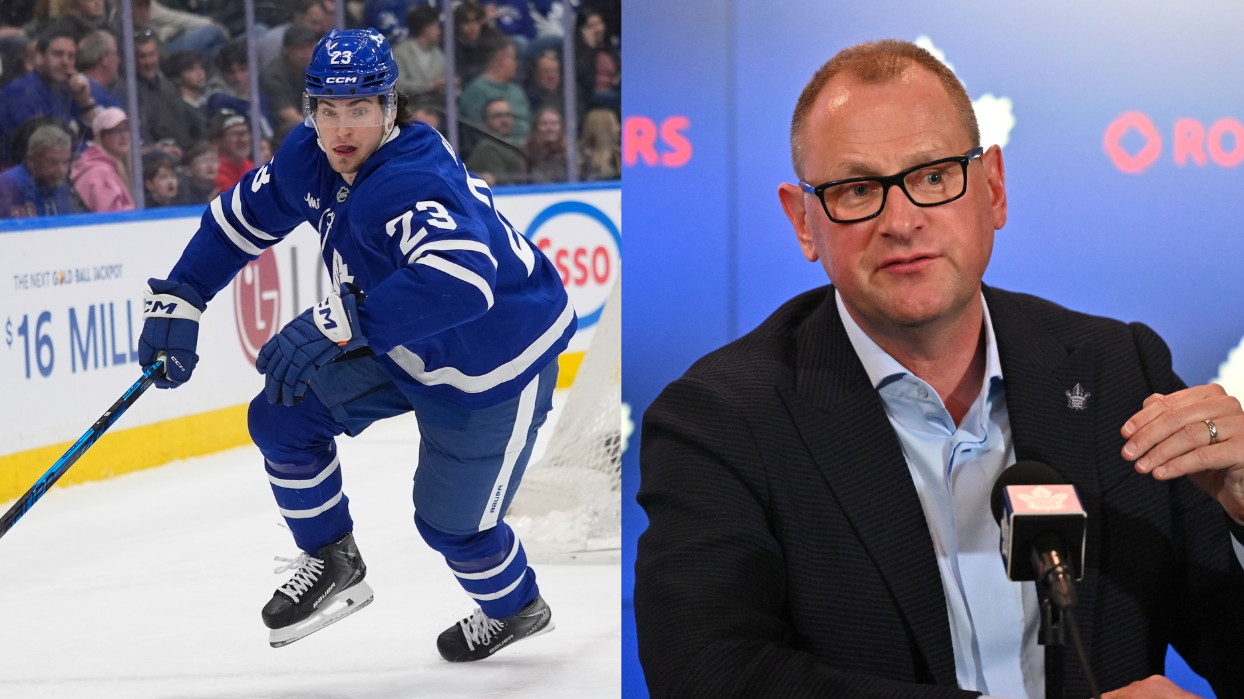 Matthew Knies and Brad Treliving (Image Credit: Imagn)