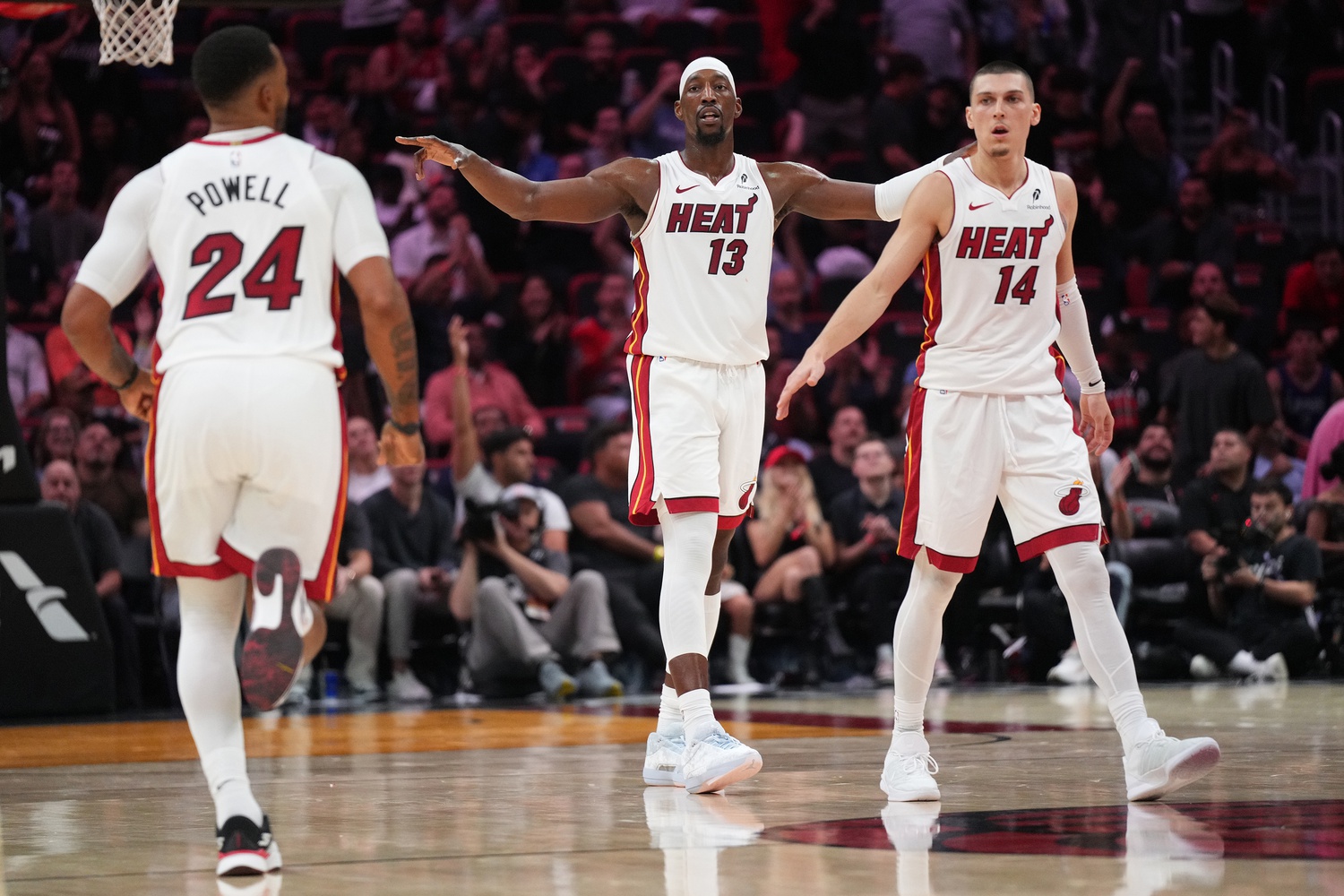 Norman Powell, Bam Adebayo, and Tyler Herro - Source: Imagn