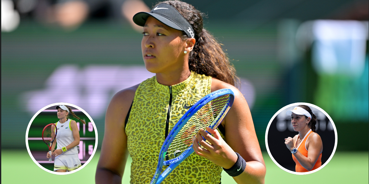 Naomi Osaka, (inset left) Elena Rybakina, and (inset right) Jessica Pegula. (Source: Imagn)