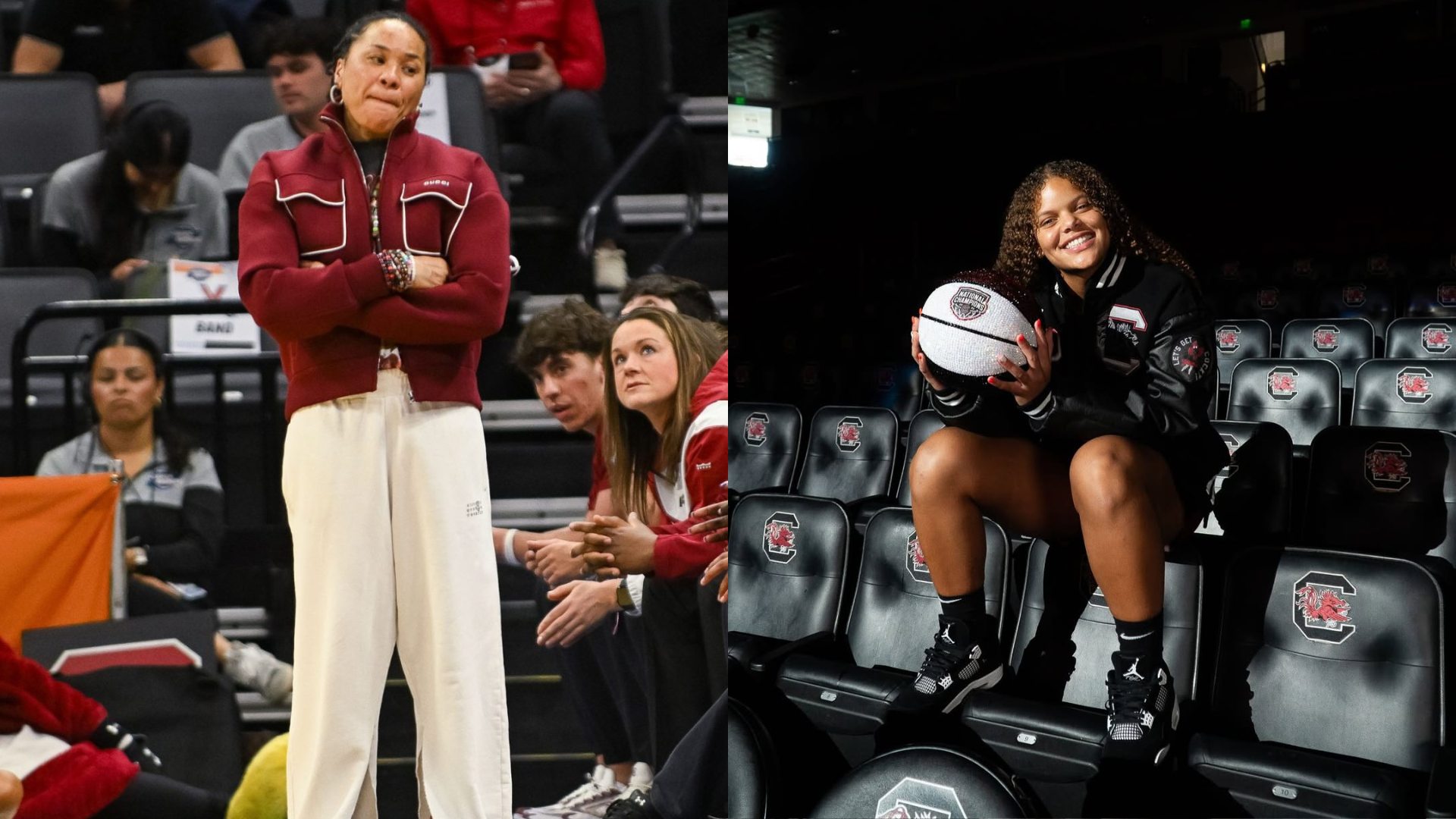 Dawn Staley and Jerzy Robinson. - Source: Imagn, Image via Instagram/@jerzyrobinson