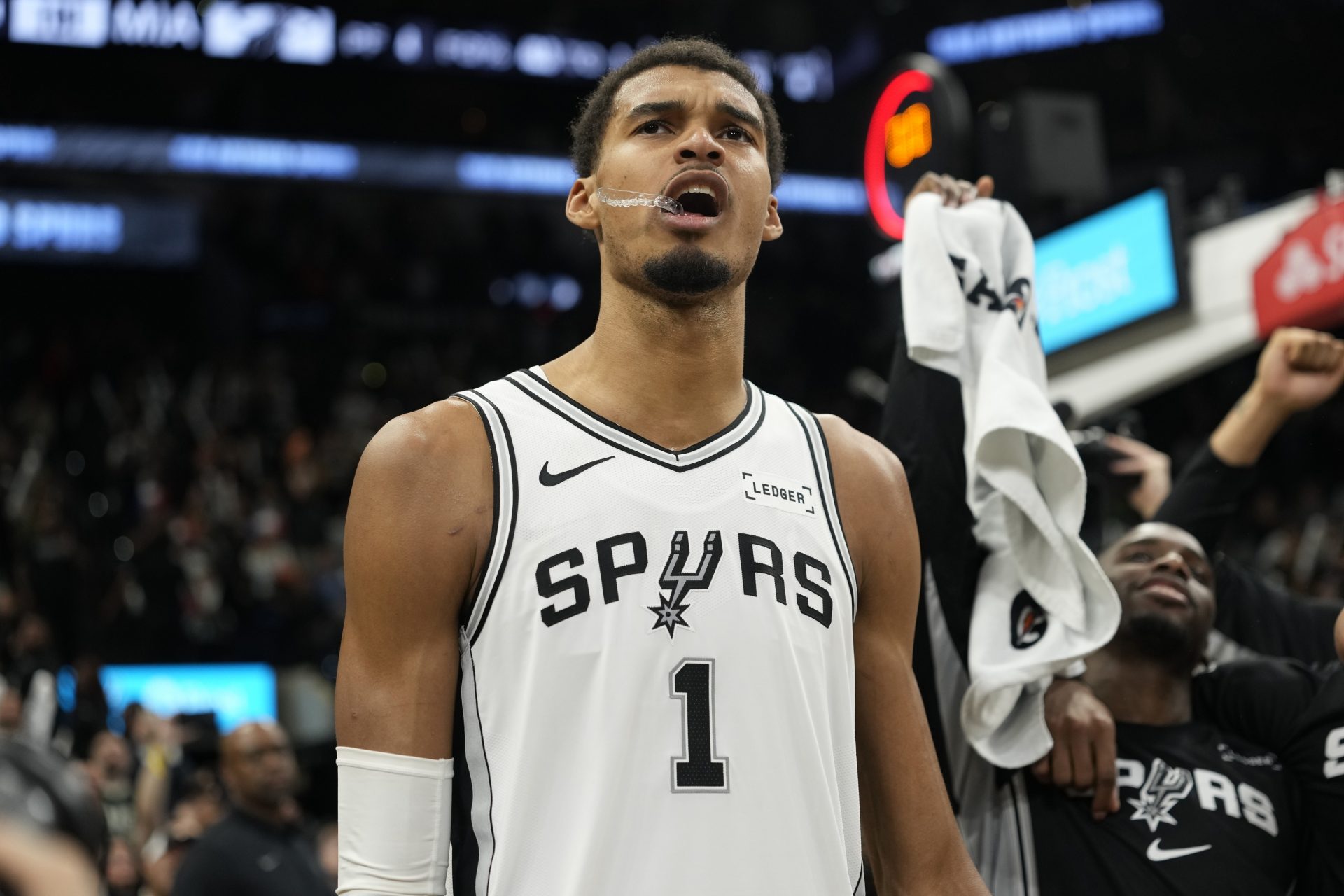San Antonio Spurs forward Victor Wembanyama (1) Is Victor Wembanyama Playing Tonight Against Portland Trail Blazers? Spurs Star Faces Crucial Call With Awards Eligibility at Stake (Apr.8)  - Source: Imagn Images