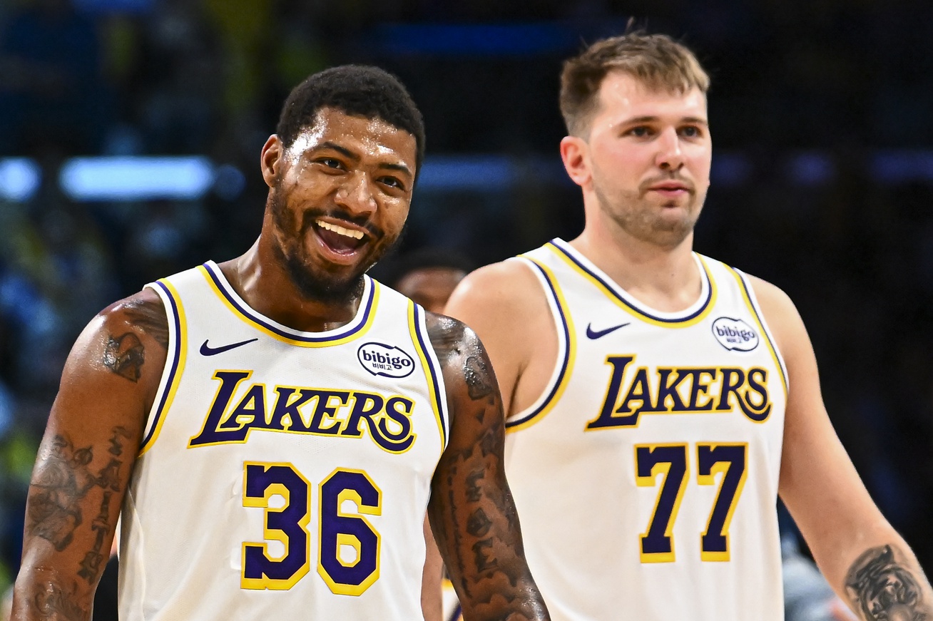 Nov 2, 2025; Marcus Smart and Luka Doncic - Source: Imagn