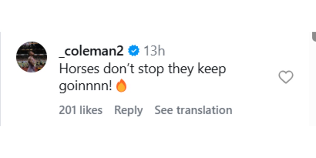Coleman's comment on Richardson's post (Image via Instagram/ @itsshacarri)