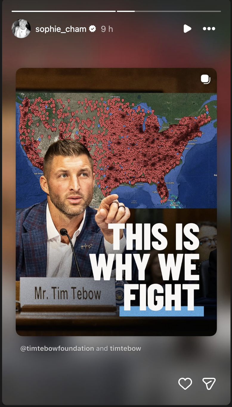 Sophie Cunningham Publicly Backs Tim Tebow's Powerful Warning on America's Growing Crisis of Child Sexual Abuse