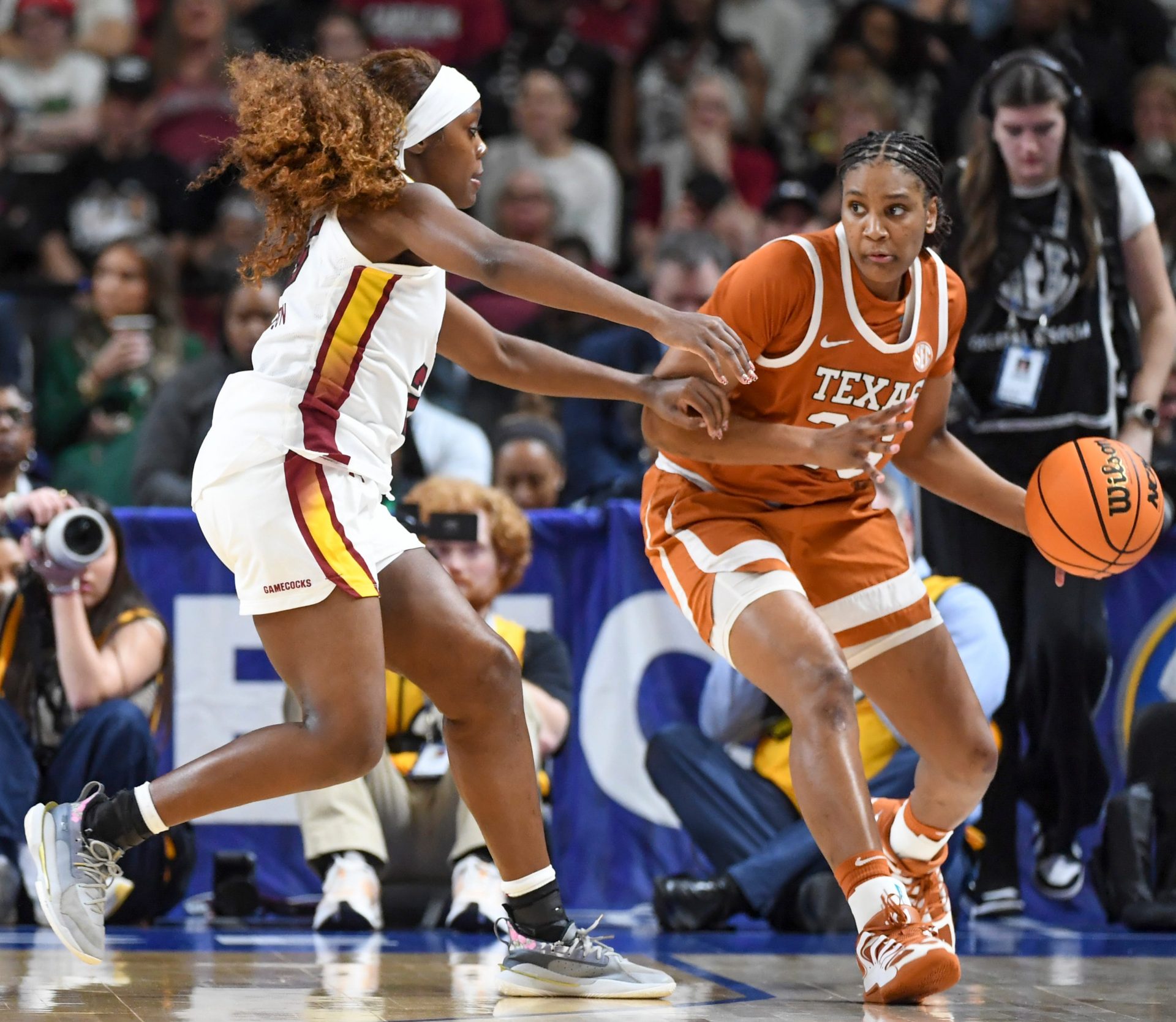 Raven Johnson, Madison Booker - South Carolina Gamecocks vs Texas Longhorns, SEC Tournament Championship Game - Source: Imagn