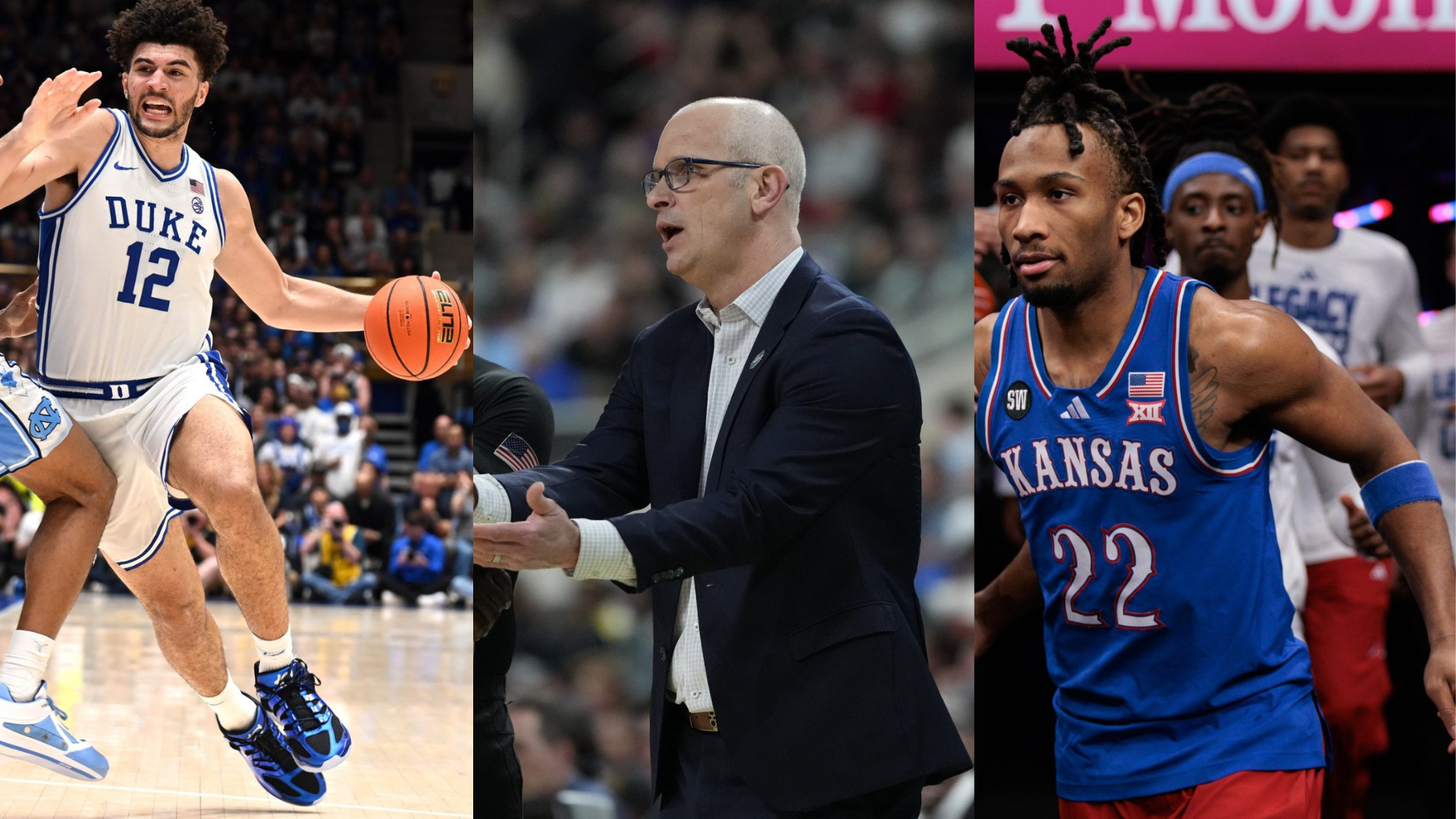 Duke Blue Devils, UConn Huskies and Kansas Jayhawks. - Source: Imagn