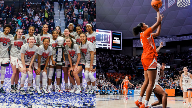 UConn Huskies vs. Syracuse Orange. - Source: Imagn, Image via Instagram@cusewbb