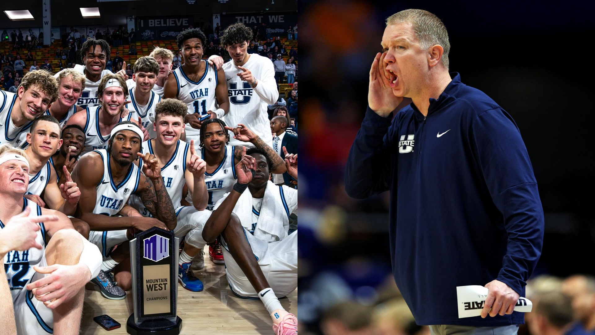The 2025-26 Utah State Aggies. - Source: Imagn, Image via Instagram/@usubasketball