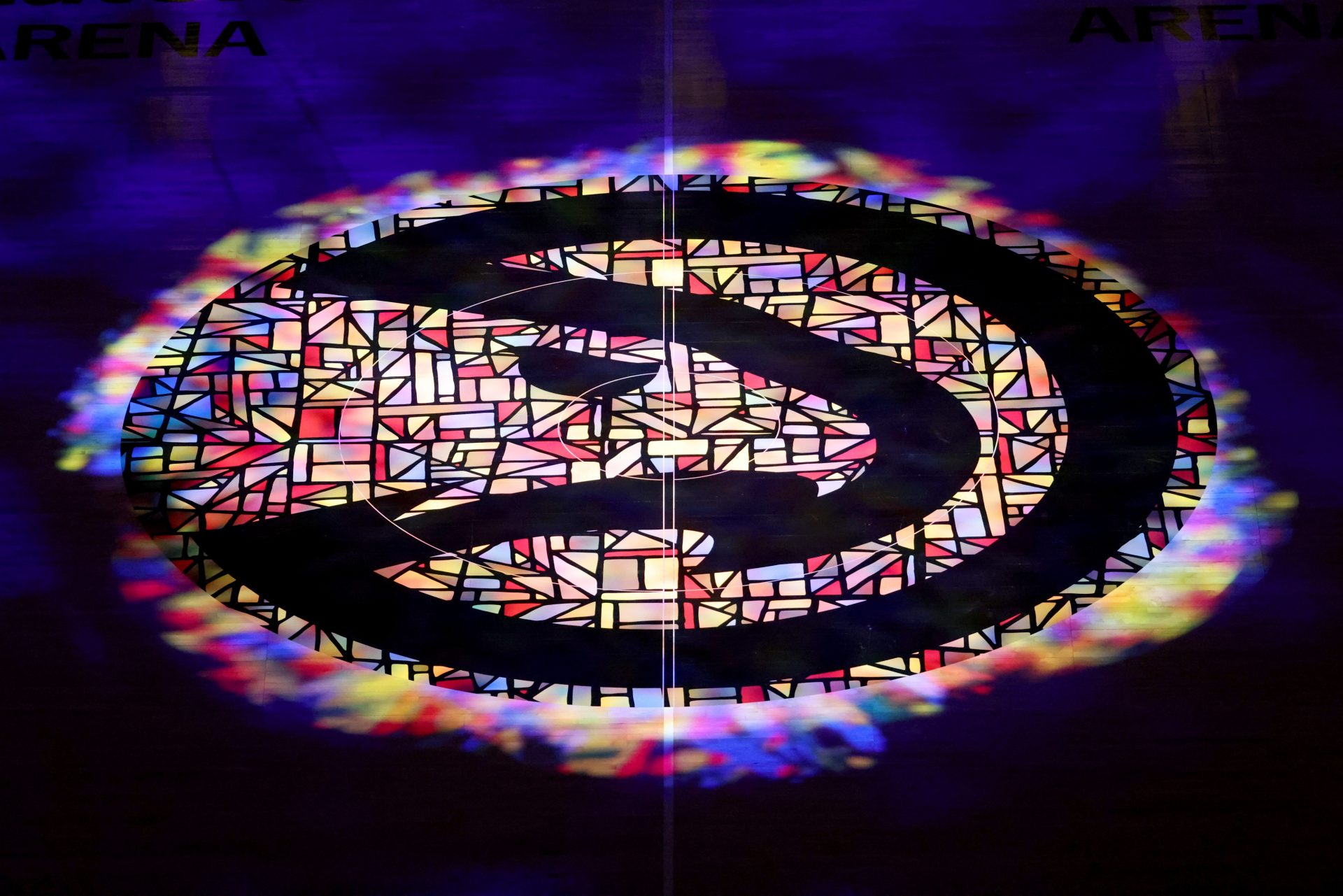 The Atlanta Hawks logo is shown before a MLK day game between the Atlanta Hawks and the Minnesota Timberwolves on Martin Luther King Day - Source: USA TODAY Sports