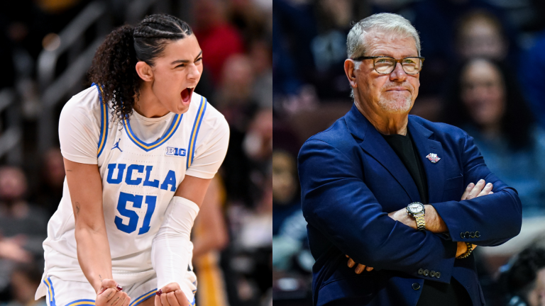 Lauren Betts, Geno Auriemma.
Source: Imagn Images