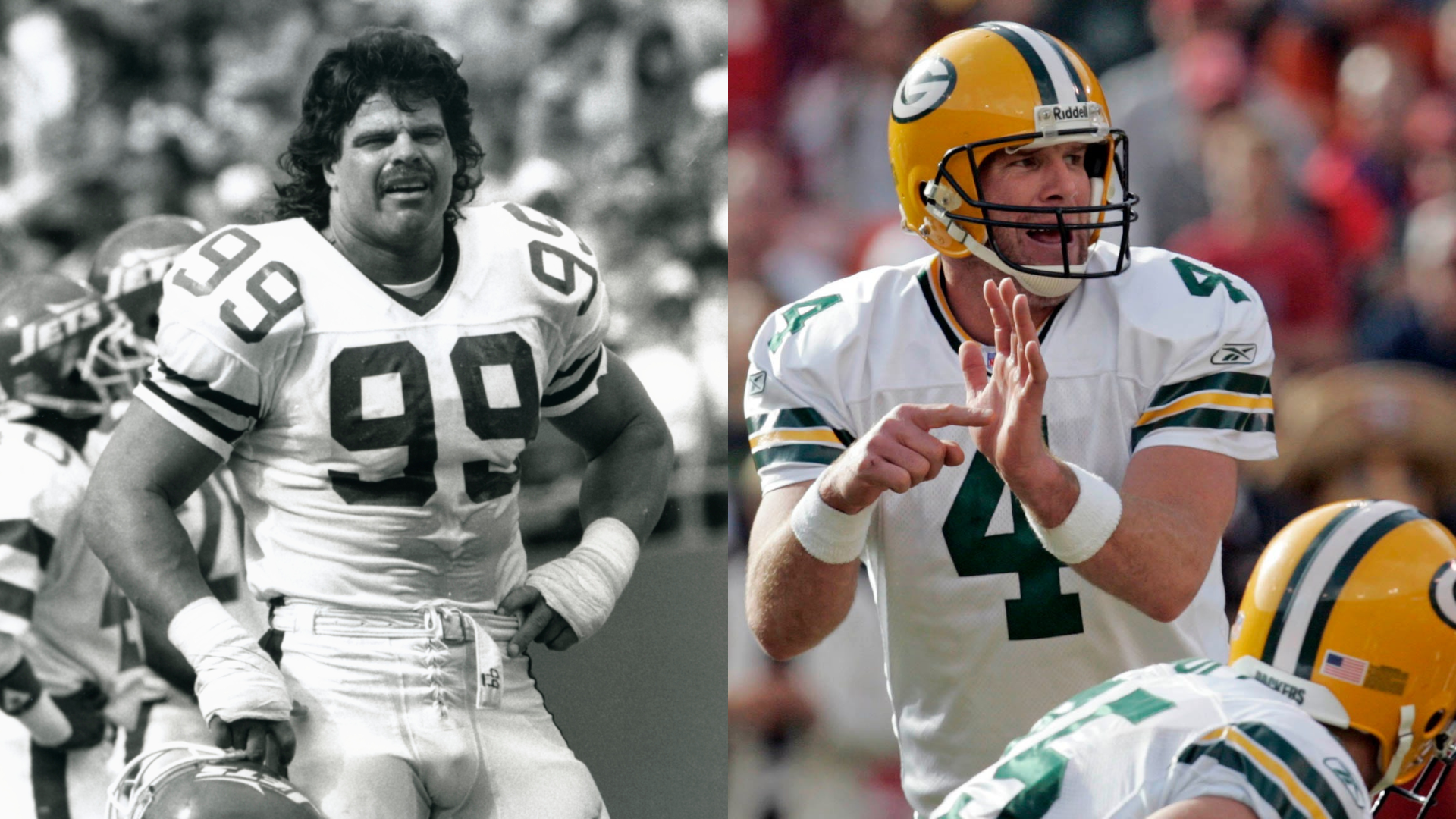 Mark Gastineau, Brett Favre.
Source: Imagn Images