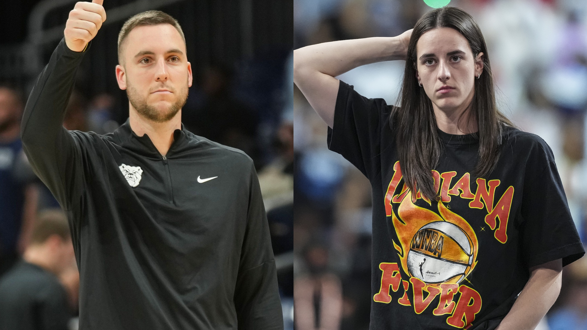 Former Iowa Hawkeyes players Caitlin Clark and Connor McCaffery - Source: Imagn