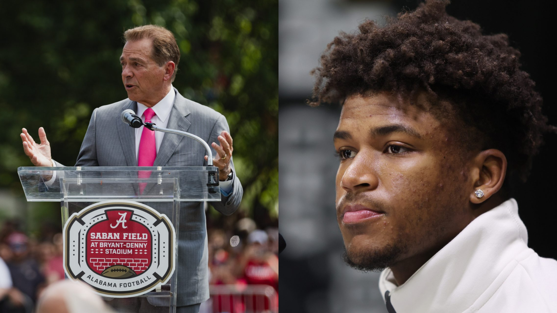 Caleb Downs and Nick Saban. - Source: Imagn