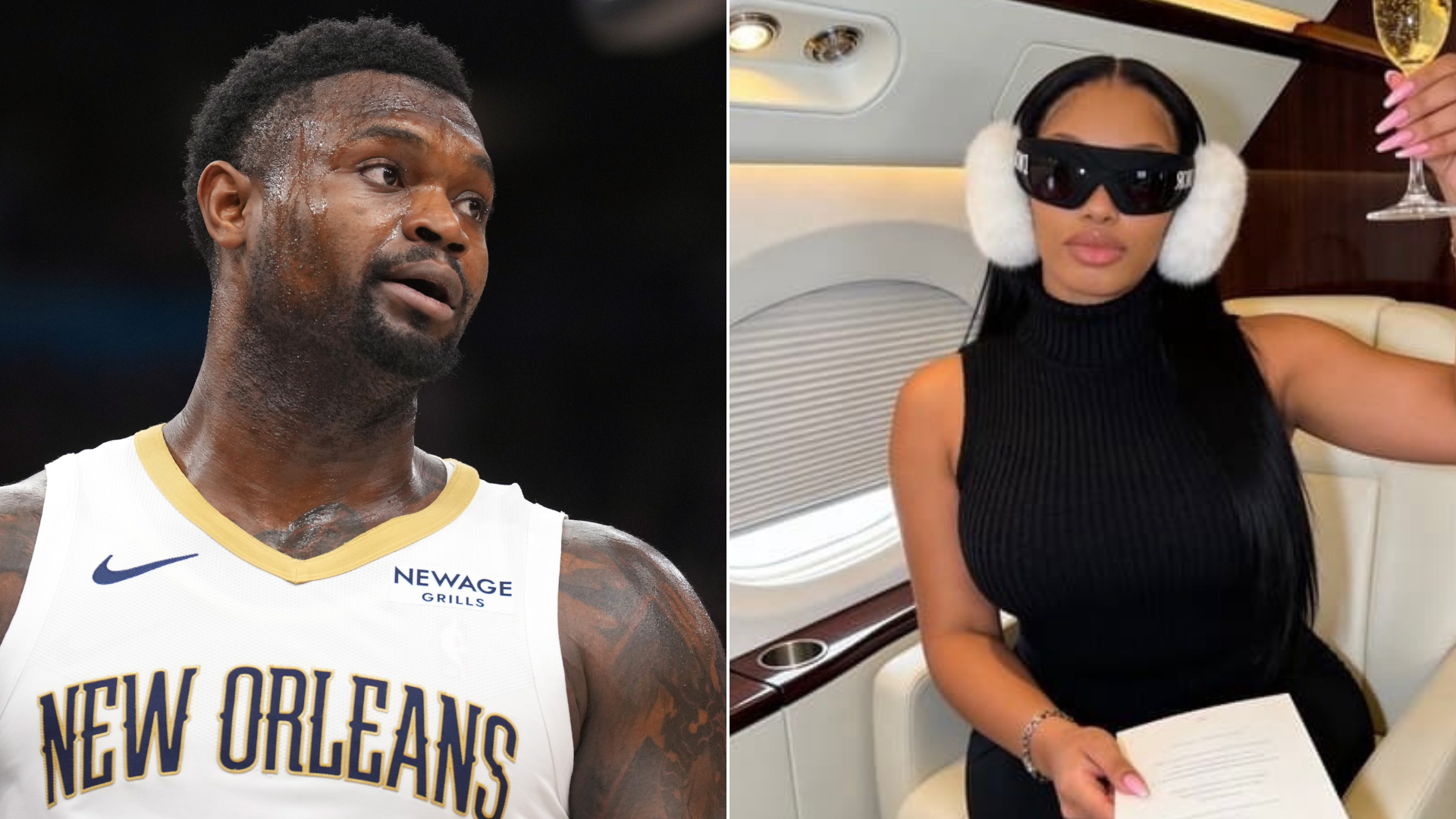 Zion Williamson and his girlfriend, Ahkeema Love (Images via Imagn and Instagram/@ahh_concreterose)