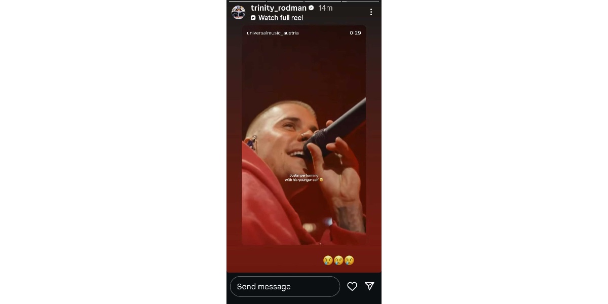Rodman's Instagram story about Bieber (Image via Instagram)