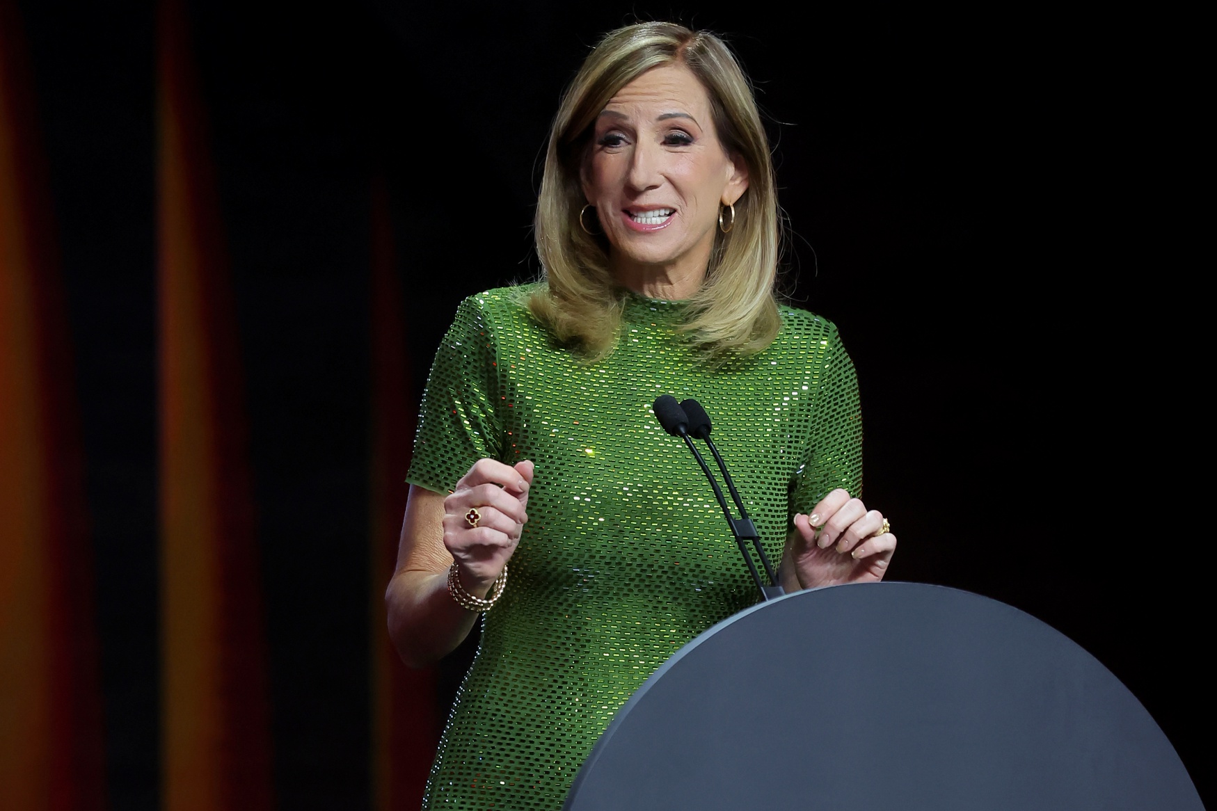 WNBA Commissioner Cathy Engelbert speaks at the start of the 2026 WNBA Draft at The Shed at Hudson Yards. - Source: Imagn