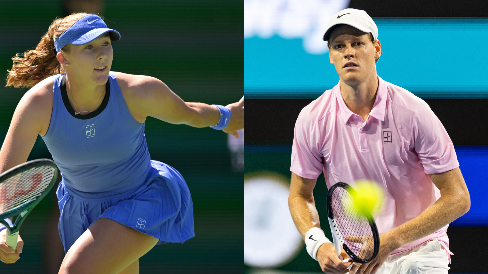 Mirra Andreeva (L), Jannik Sinner | Source: Imagn