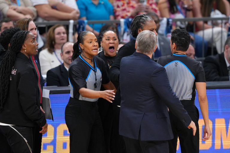 The NCAA women’s Final Four matchup between the UConn Huskies and South Carolina Gamecocks concluded with Geno Auriemma involved in a heated confrontation with Dawn Staley - Source: IMAGN