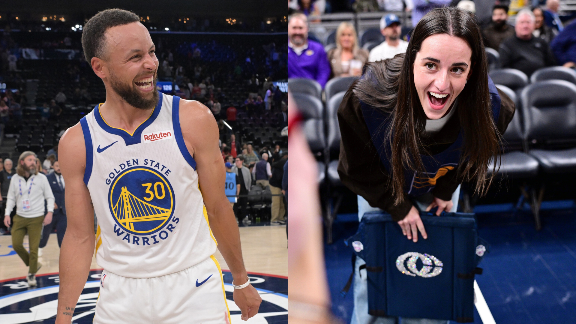 Steph Curry and Caitlin Clark - Source: Imagn