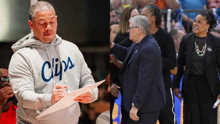 Tyronn Lue, Geno Auriemma and Dawn Staley. - Source: Image via Instagram/@laclippers, Imagn