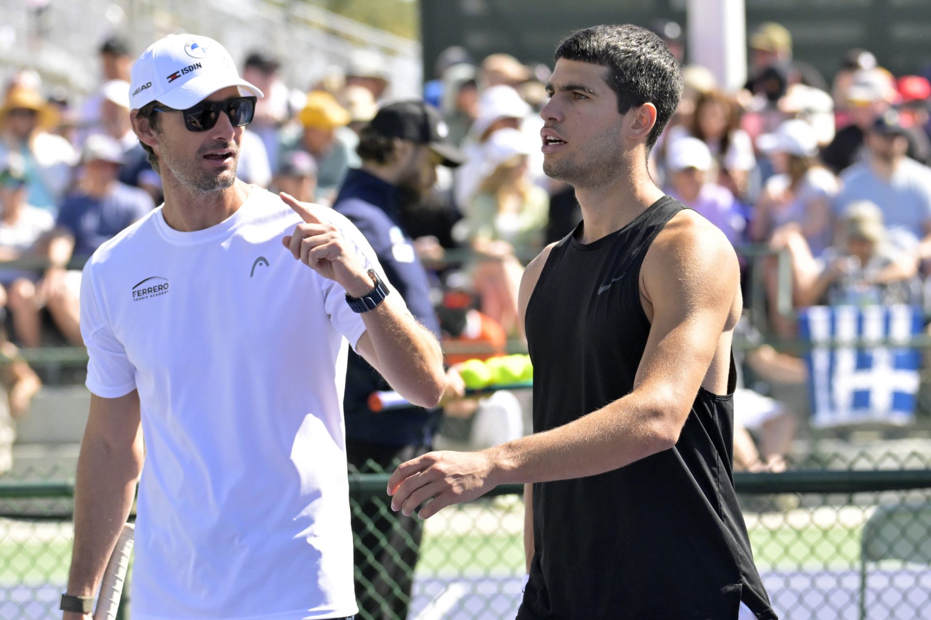Juan Carlos Ferrero  with Carlos Alcaraz  during the BNP Paribas Open at the Indian Wells Tennis Garden. (Source: Imagn Images)