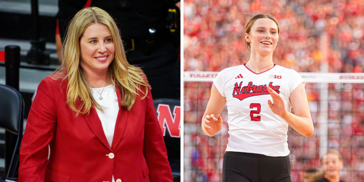 L: Coach Dani Busboom Kelly, R: Bergen Reilly (Source: Imagn Images)