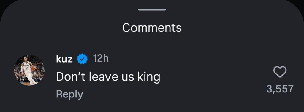 Kyle Kuzma’s Instagram comment.