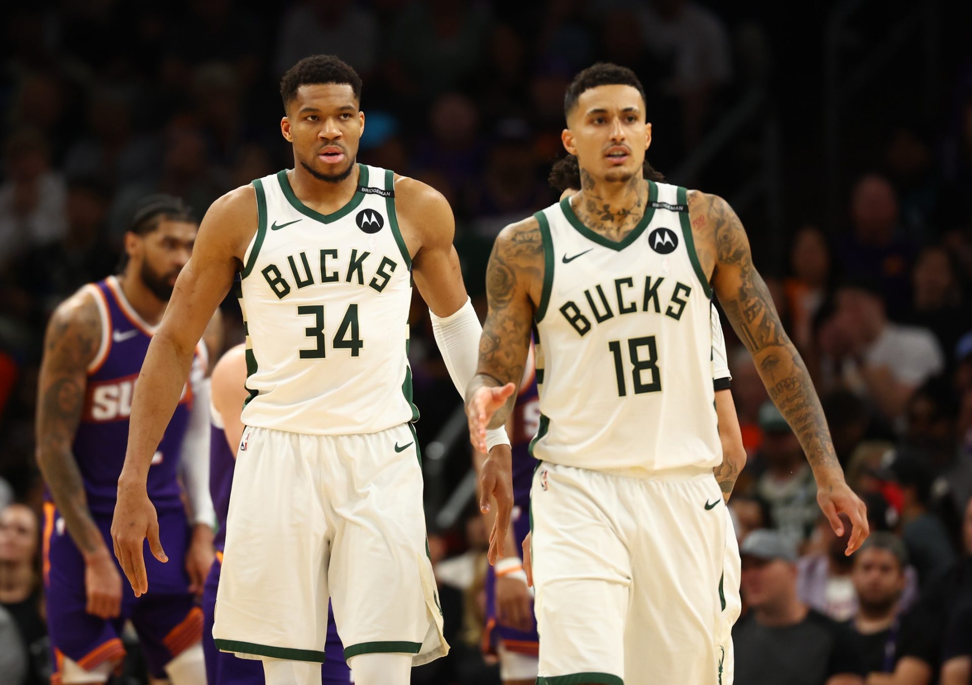Mar 24, 2025; Kyle Kuzma and Giannis Antetokounmpo - Source: Imagn