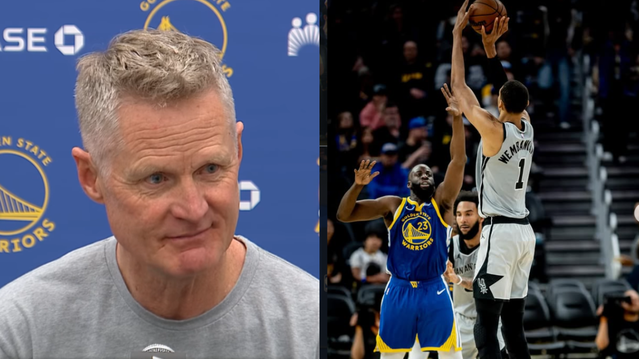 Golden State Warriors coach Steve Kerr (L) and San Antonio Spurs center Victor Wembanyama (Image via Instagram/@spurs, @nba)