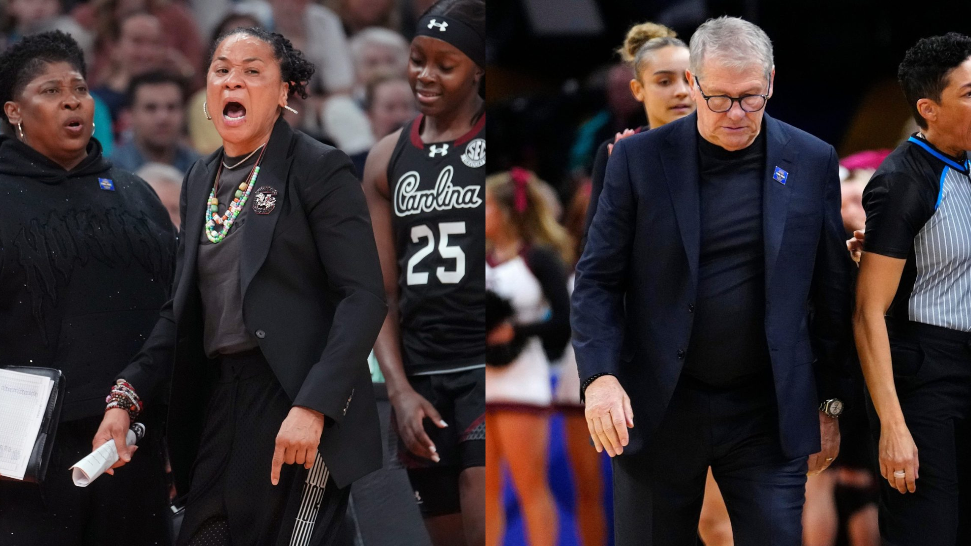 Dawn Staley and Geno Auriemma - Source: Imagn