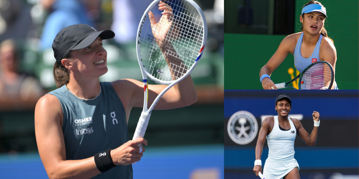 L: Iga Swiatek, Above: Emma Raducanu, Below: Coco Gauff (Source: Imagn Images)