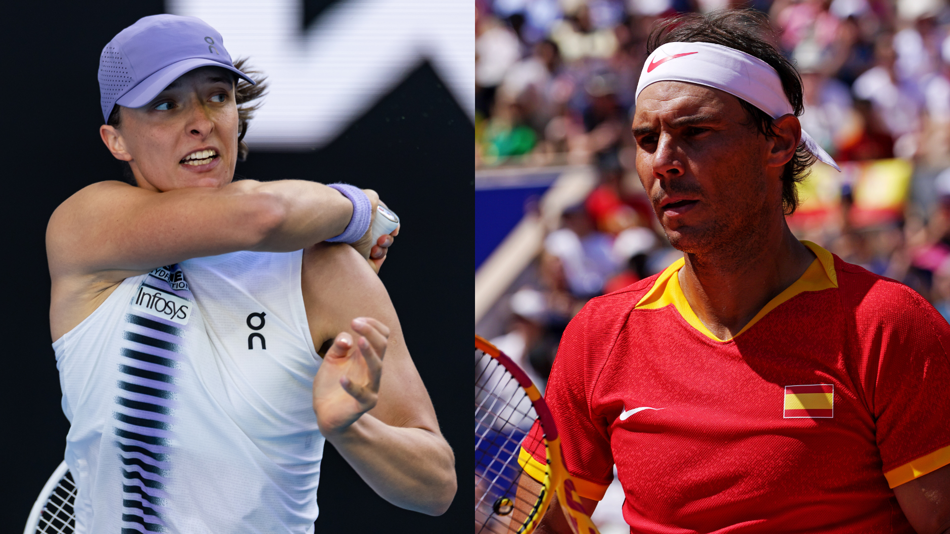 Iga Swiatek (L) and Rafael Nadal | Source: Imagn