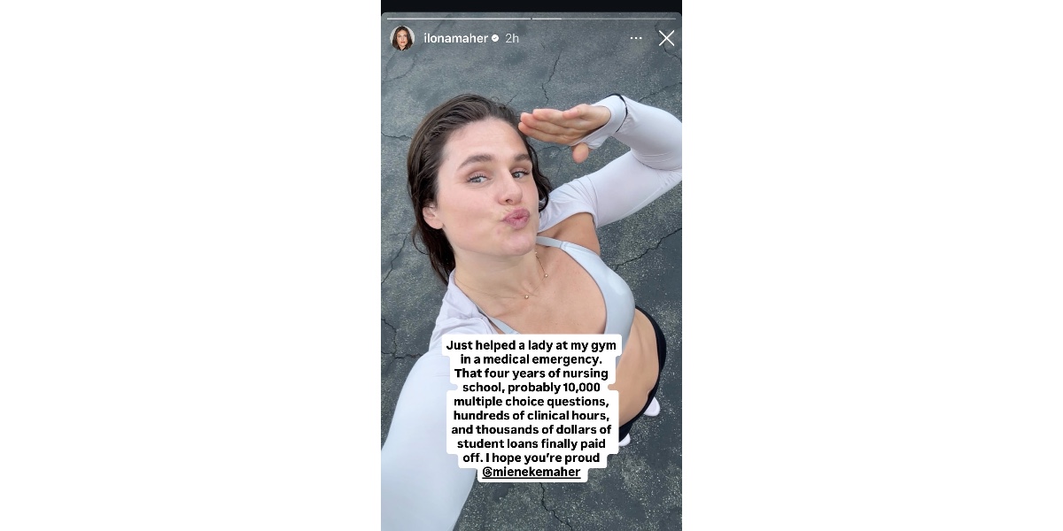 Ilona Maher's story about helping in emergency - (image via Instagram story/ @ilonamaher)